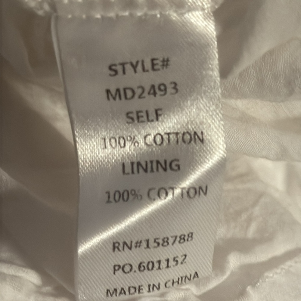 Mable puff sleeves Babydoll white dress plaid smocked back ruffle hem cotton S - Picture 8 of 8